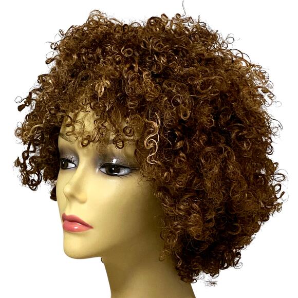 100% Human Hair Wig Kinky Curly Katrina Brown Frost for Women Average Size NWT - Picture 4 of 10